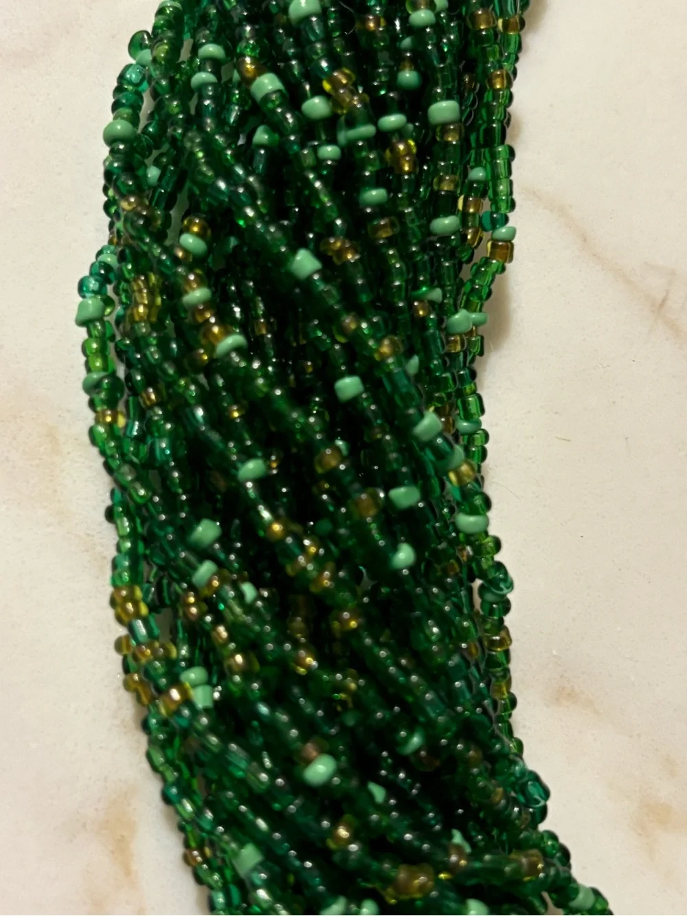 Twisted Green Beaded Multi-Strand Necklace - Women Jewelry